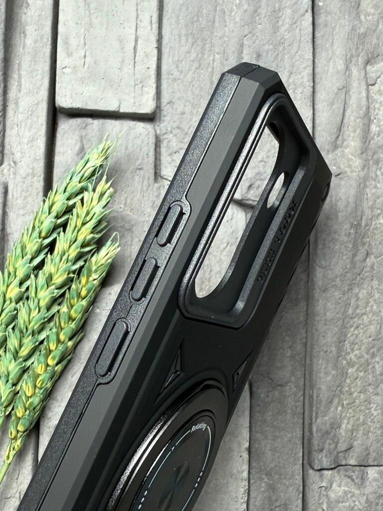 Чехол противоударный для Xiaomi Poco X7 Pro ( Поко Х7 Про ) с функцией подставки, с кольцом-держателем, ударопрочный, усиленный, черный — фото 1