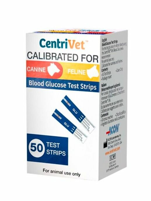 Тестполоски на глюкозу CentriVet CE для кошек и собак 50 шт