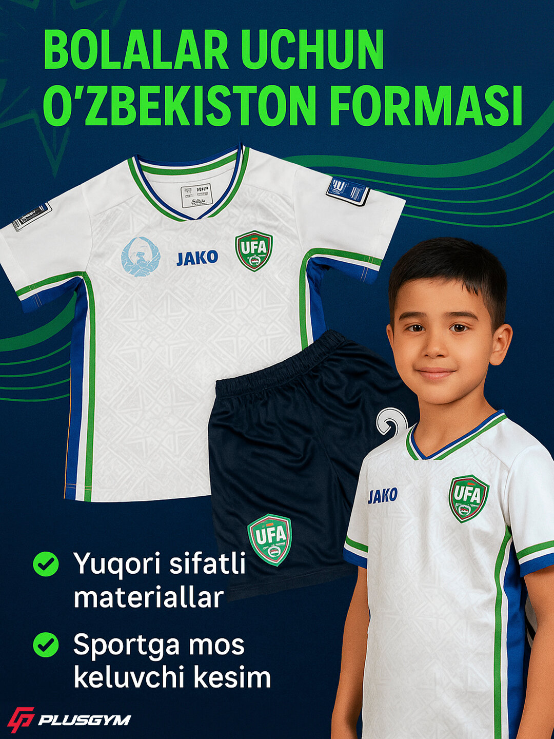Форма спортивная  Uzbekistan, размер 10, белый