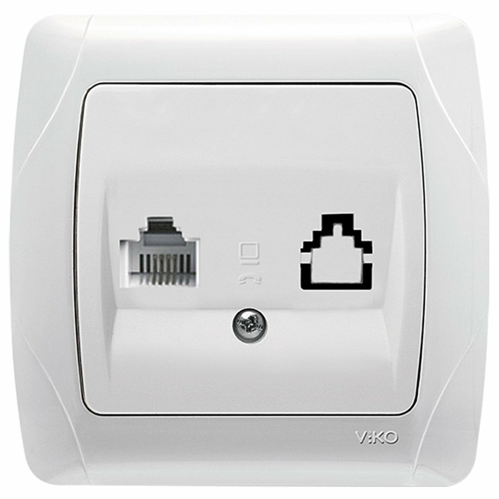 Розетка Viko Carmen 90561013, RJ11, скрытая установка, белая