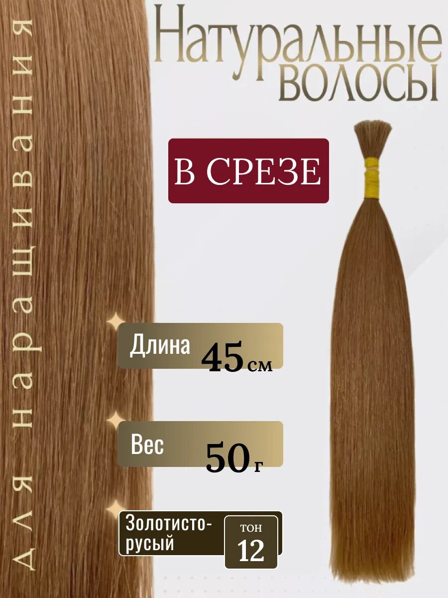 Натуральные волосы в срезе для наращивания 12 тон 45 см / Slavic Hair company