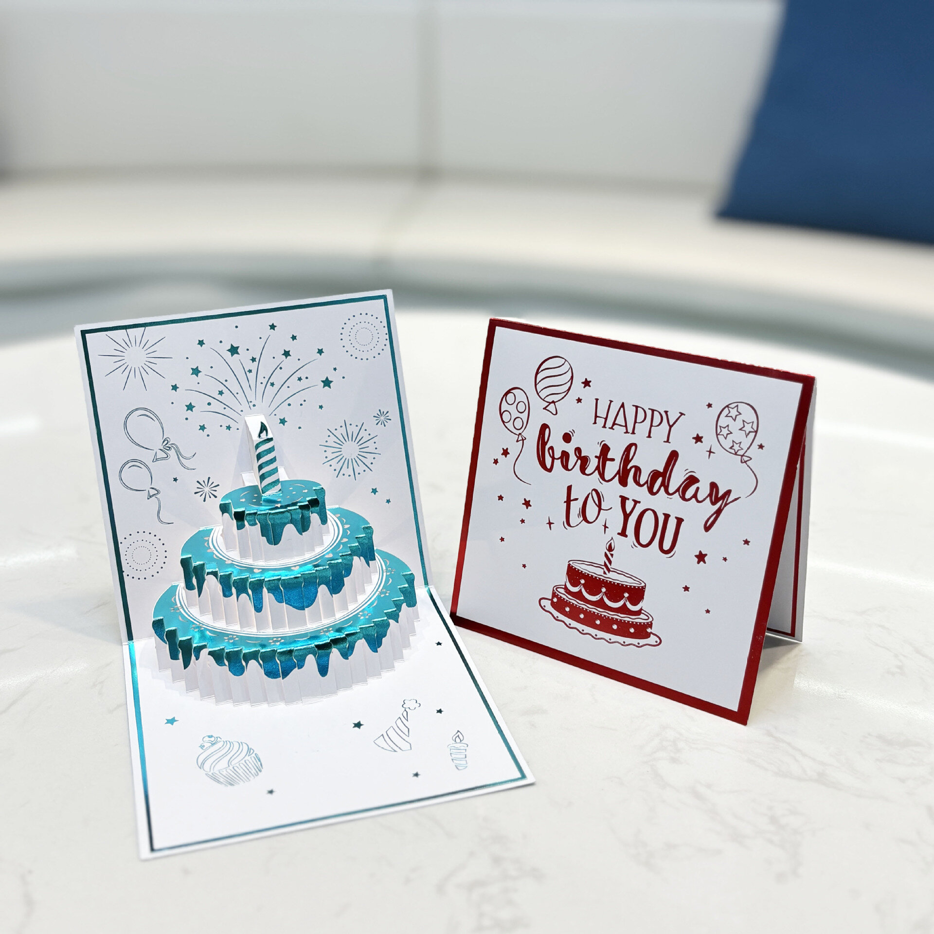 Открытка Amazon Birthday Card 3D, с музыкой, сине-зеленая — фото 1