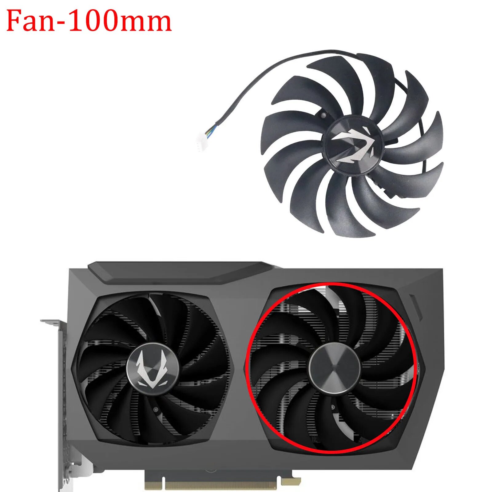 Кулер GA92S2U, 88 мм, 100 мм, GAA8S2U, RTX3070Ti, RTX3070 Ti, для Zotac Gaming RTX, 3070, с двумя гранями, Fan - 100mm