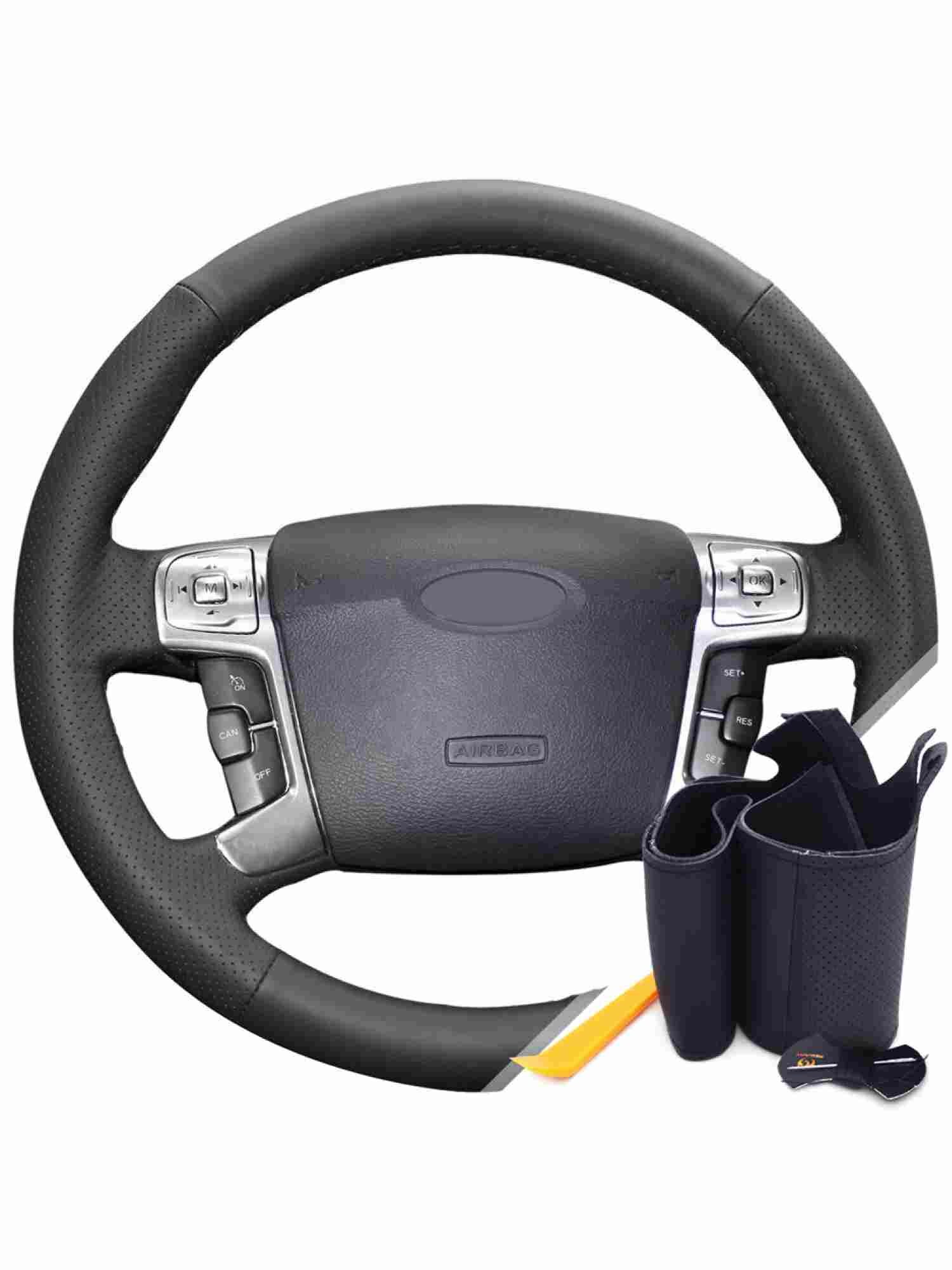 Оплетка на руль из «Premium» экокожи Ford Mondeo Mk4 2007-2014 г. в. (для руля со штатной кожей, черная) belais #0248
