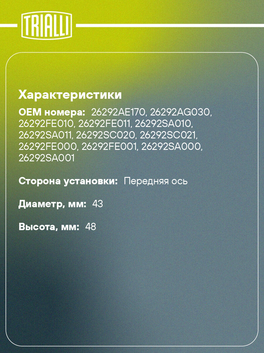 Поршень суппорта для автомобилей Subaru Forester SG (02-) / SH (08-) / SJ (12-) передний d=43мм RCF 012018 TRIALLI — фото 1
