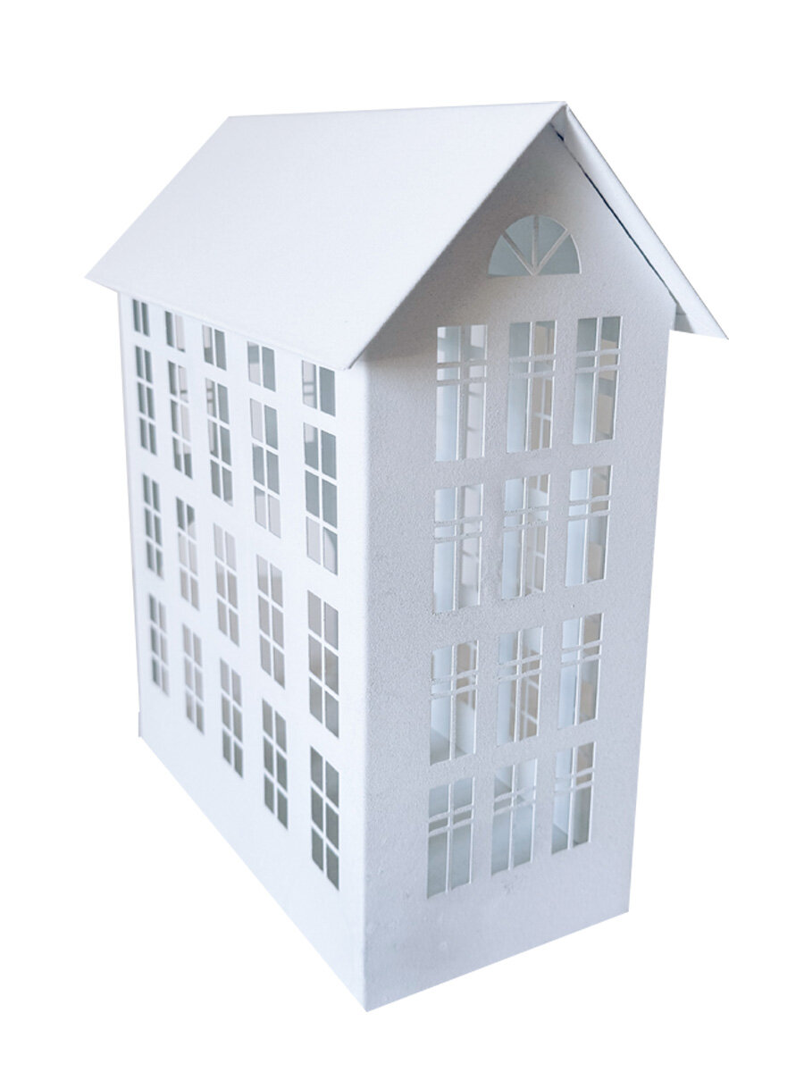 Подсвечник светильник интерьерный из металла новогодний домик многоэтажный