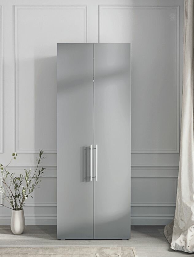 Шкаф для одежды Casa Mia 70x55x270 см. двухстворчатый распашной цвет Серый Манхеттен 540 РЕ Ручка Boyard мебельная рейлинг 320мм нержавеющая сталь