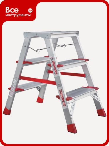 Изображение товара Профессиональная стремянка Новая Высота NV3127, 2x3 ступени 130 мм, площадка 350x260 мм, Max нагр. 225 кг, 2К башмаки,
