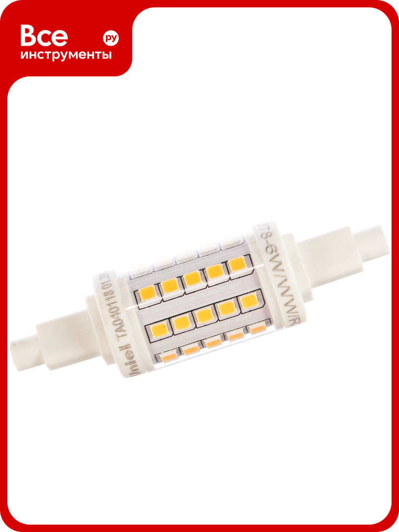 Светодиодная лампа Uniel LED-J78-6W/WW/R7s/CL PLZ06WH. Прозрачная. UL-00001554