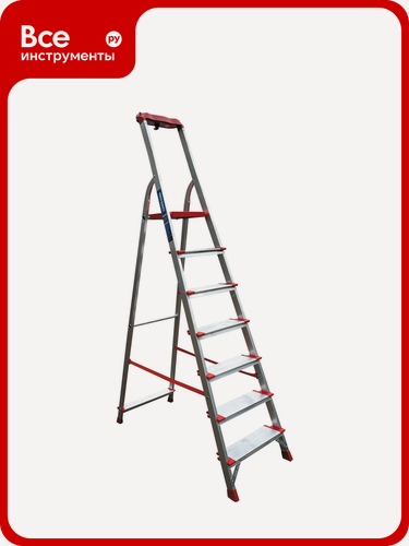 Изображение товара Профессиональная стремянка Новая Высота NV3118, 1x7 ступеней 130 мм, органайзер, Max нагр. 225 кг, 2К башмаки, 3118107