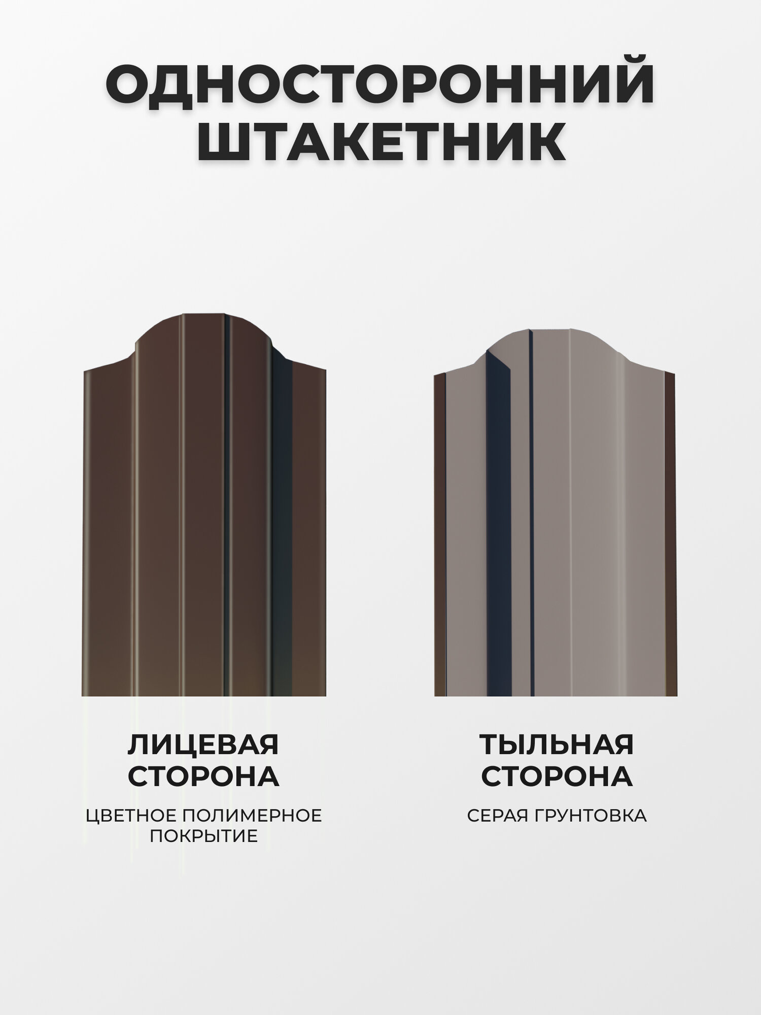 Евроштакетник металлический с полимерным покрытием альтер для забора, высота 1,2 метра, цвет 8017 (шоколадно-коричневый) — фото 1