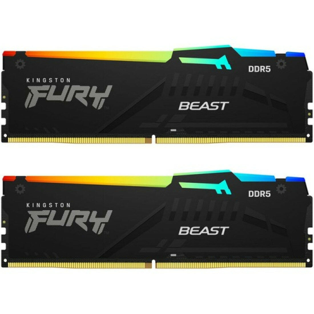 Оперативная память Kingston DDR5 16GB (2x8Gb) 5200MHz PC-41600 FURY Beast Black RGB CL40 1.25V (KF552C40BBAK2-16)