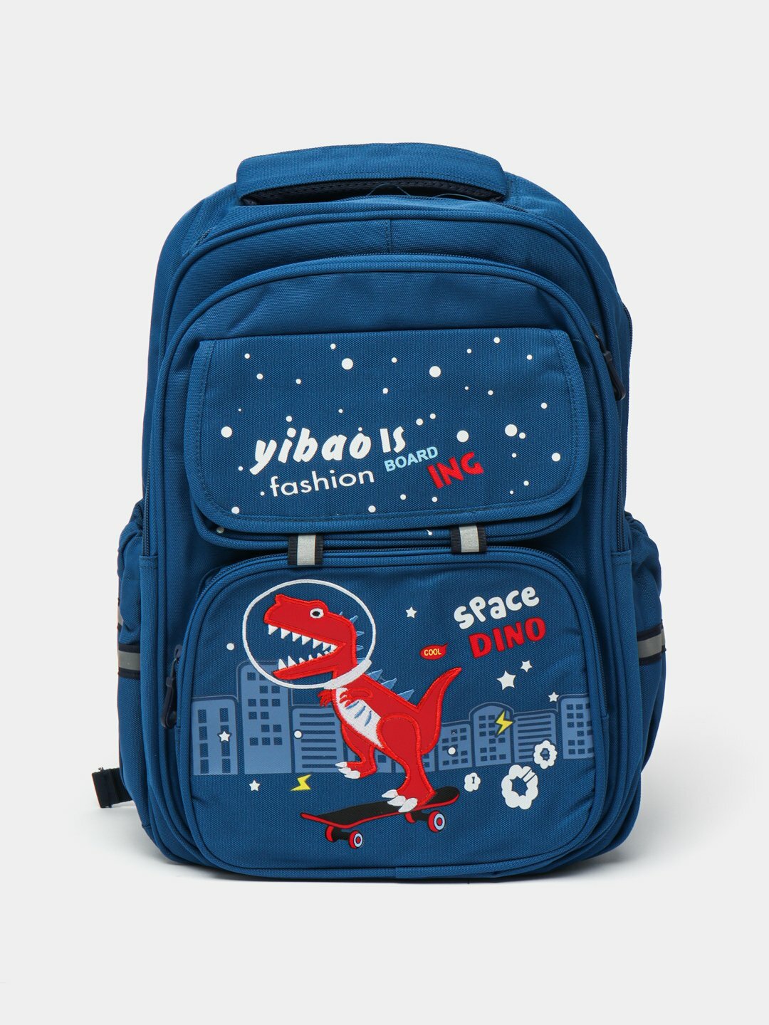 Детский рюкзак с дизайном Space Dino, ортопедическая спинка, водонепроницаемая ткань, синий/темно-синий