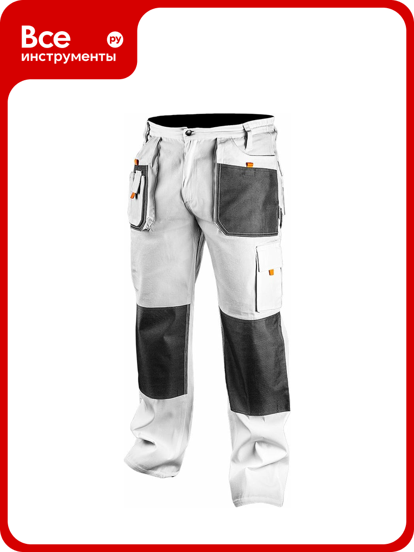 Рабочие белые брюки NEO Tools размер XXL/58 81-120-XXL
