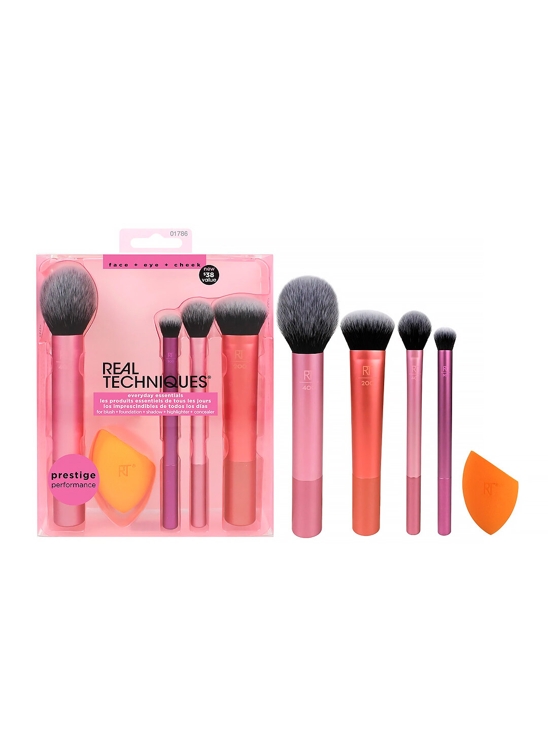 Набор для макияжа Real Techniques Everyday Essentials, 4 кисти и 1 спонж