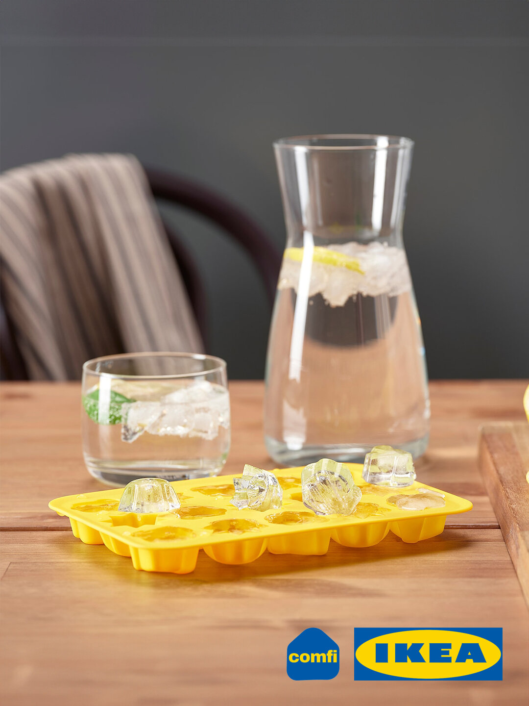 Силиконовая форма для льда, конфет и леденцов IKEA, 16 отсеков, желтая — фото 1