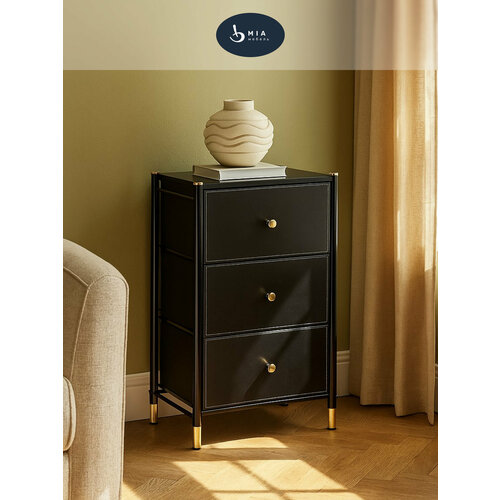 фото Комод нирита, 3 ящика, чёрный mia mebel