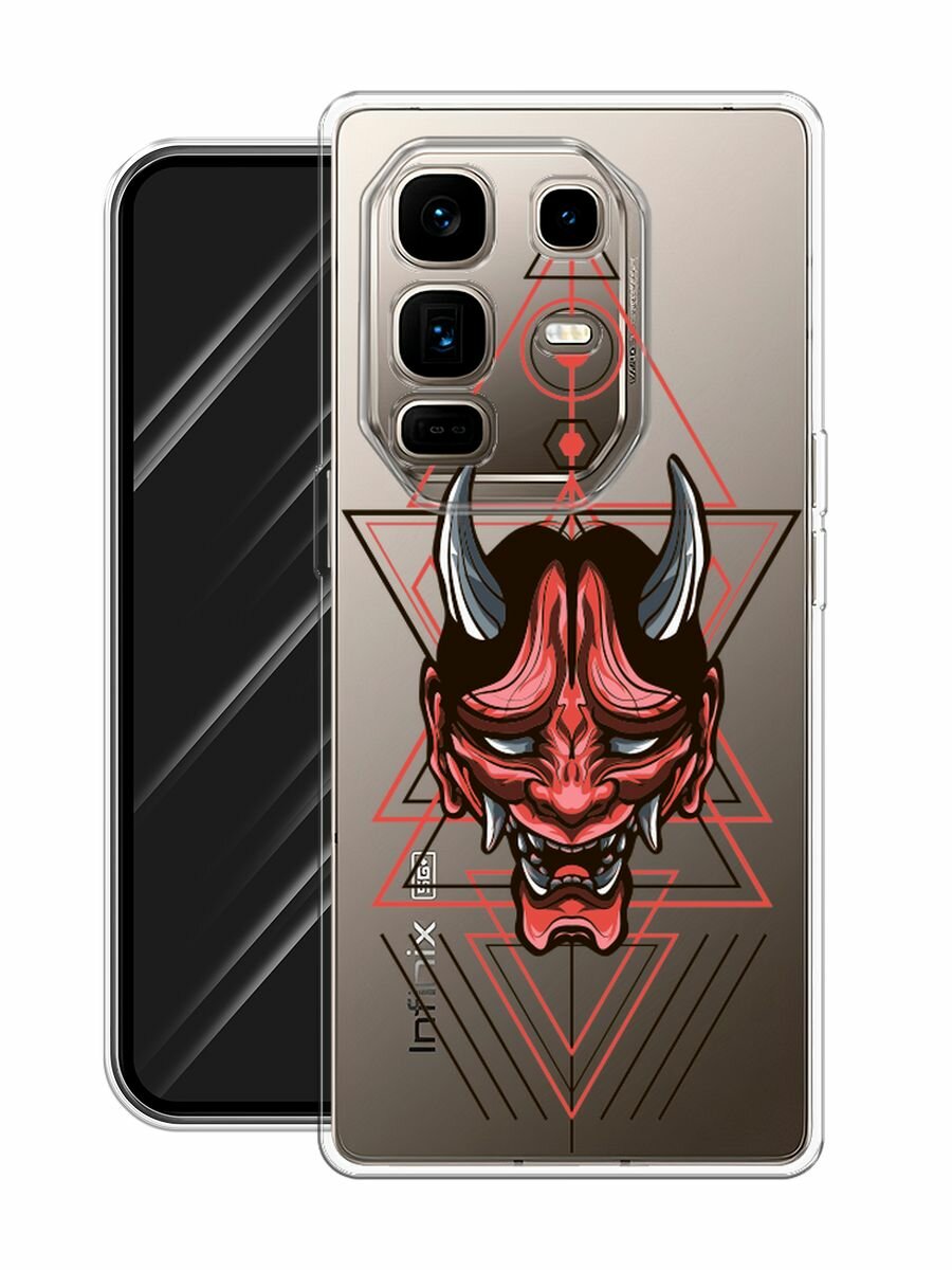 Чехол на Infinix Note 50 Pro + / Инфиникс Нот 50 Про + с принтом Hanya Oni mask, прозрачный — фото 1