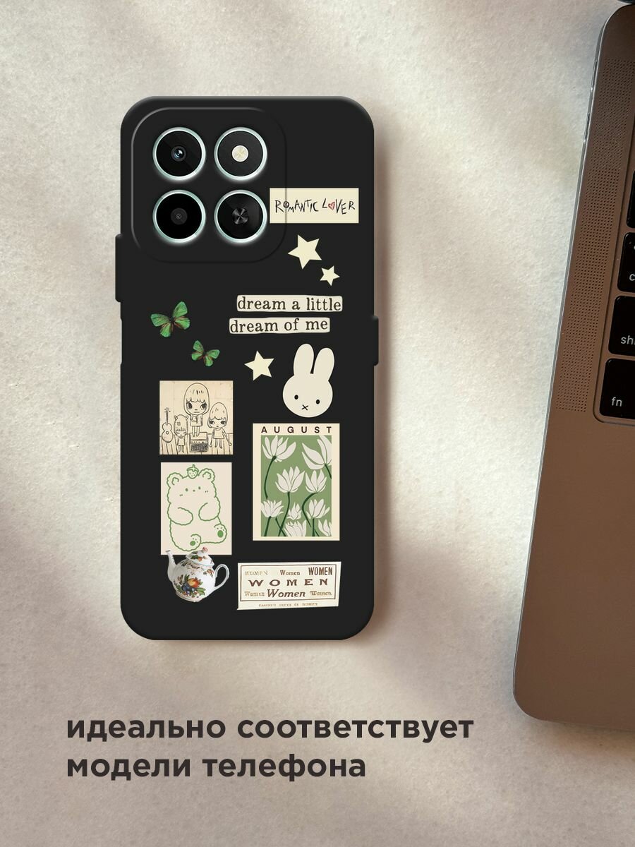 Черный матовый чехол на Honor X6c / Хонор X6c с принтом "Dream a little" — фото 1