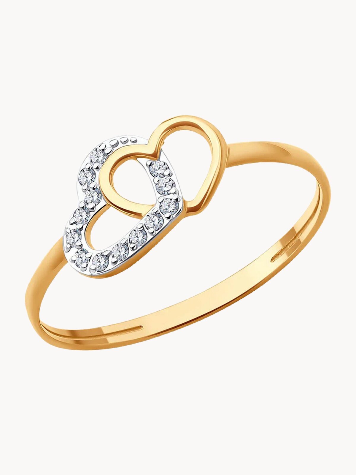 Кольцо SOKOLOV, красное золото, 585 проба, фианит