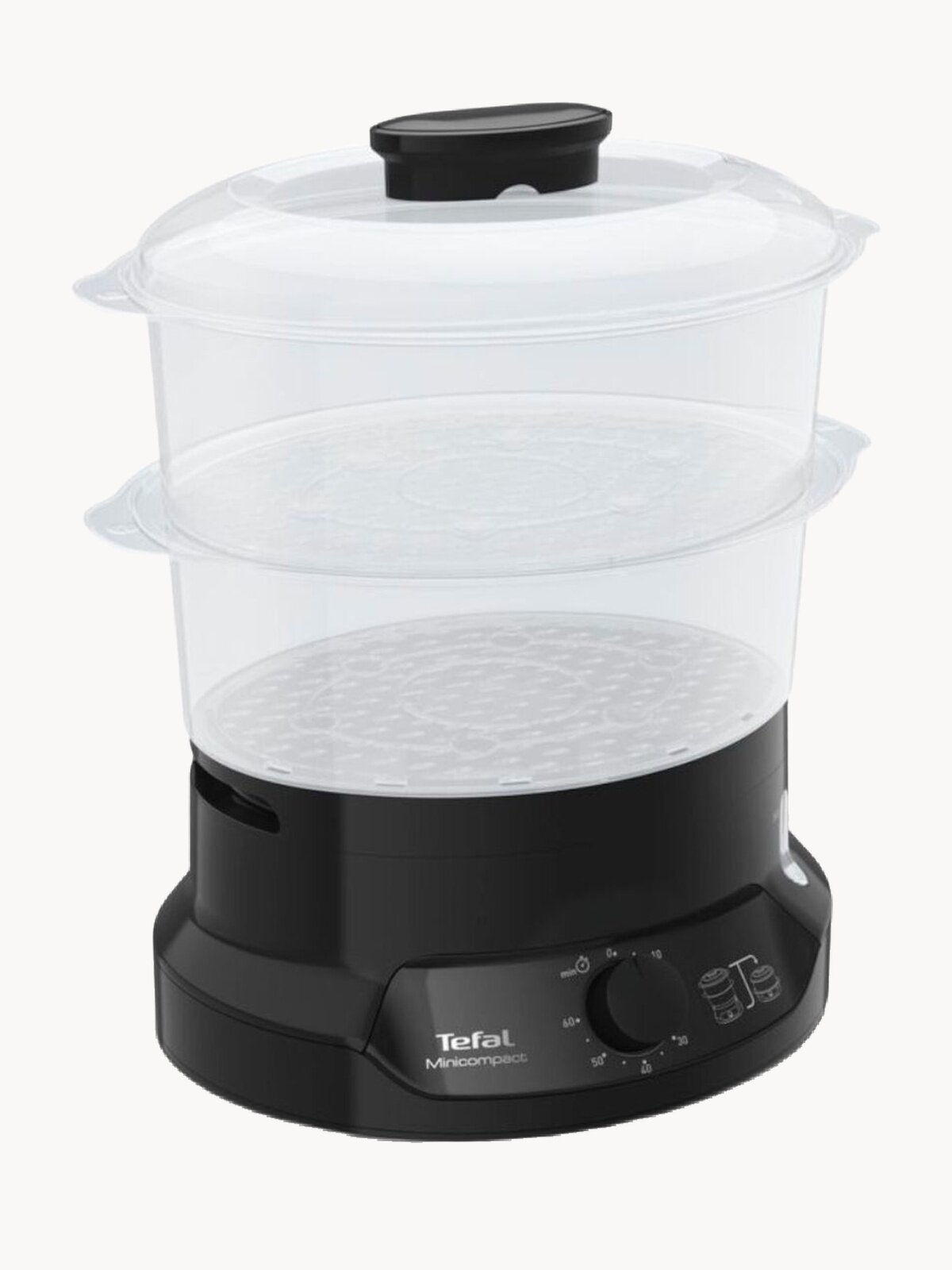 Пароварка Tefal Minicompact VC139810, с таймером, индикатором уровня воды, 800 Вт, черная