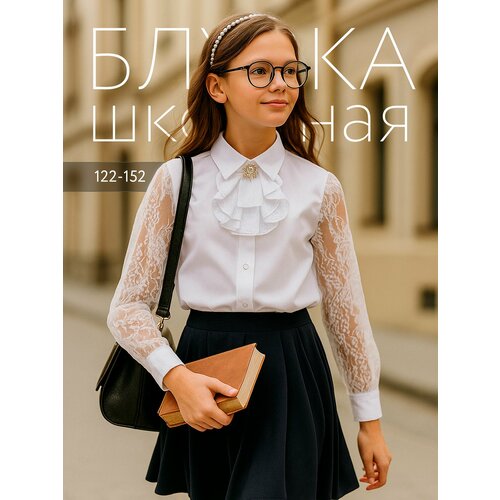 фото Школьная блуза daniele patrici весна 2026, размер 9-10 лет, белый