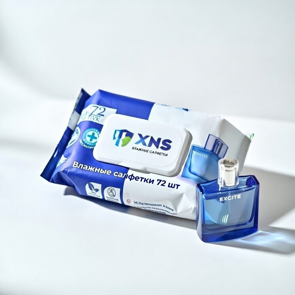 Влажные салфетки XNS | Синий аромат | 72 шт с ароматом EXCITE гипоаллергенные