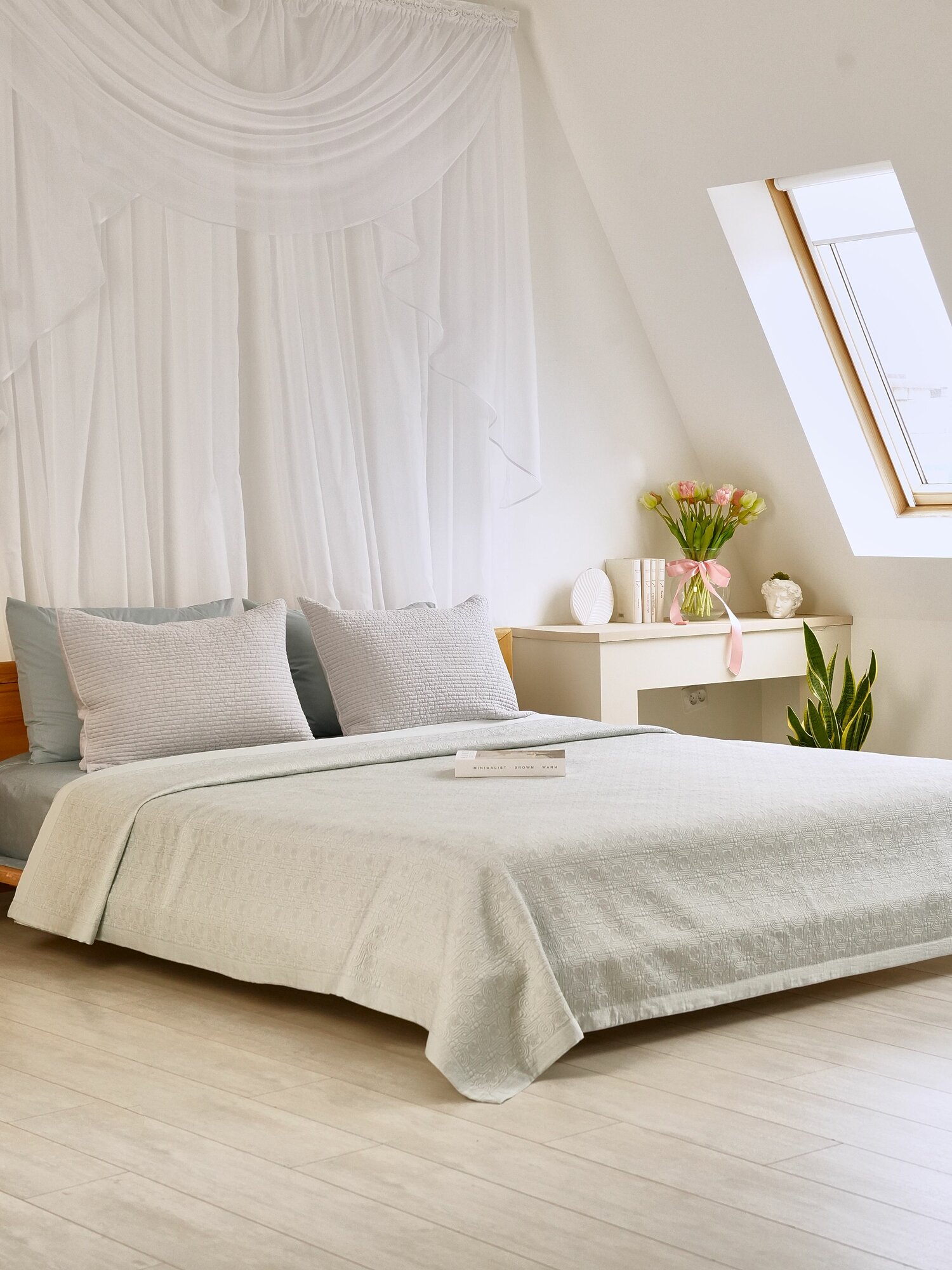 Покрывало из тенселя 230x250 см стеганое мягкое