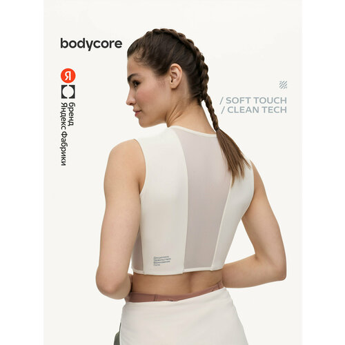 фото Топ спортивный bodycore из ткани soft touch с антибактериальной пропиткой, размер m, молочный