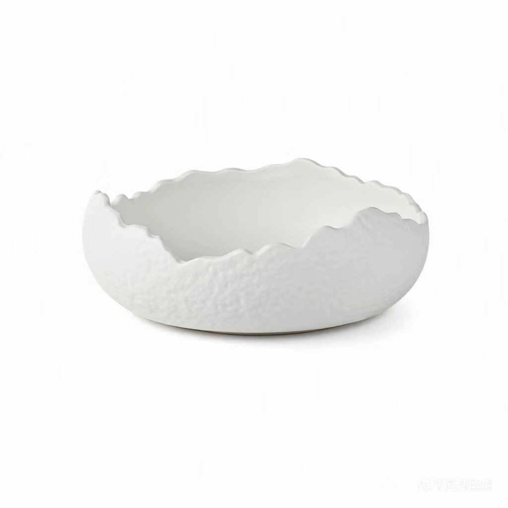 Asymmetrical tableware eggshell bowl, ceramic, kitchen use, 800ml
