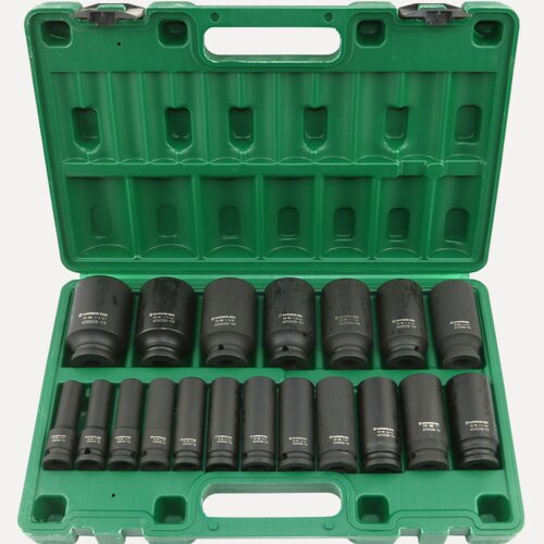 Изображение товара GARWIN PRO 626526-19 Набор ударных головок дюймовых глубоких 1/2", 78 мм, 19 пр, 3/8" — 1-1/2"