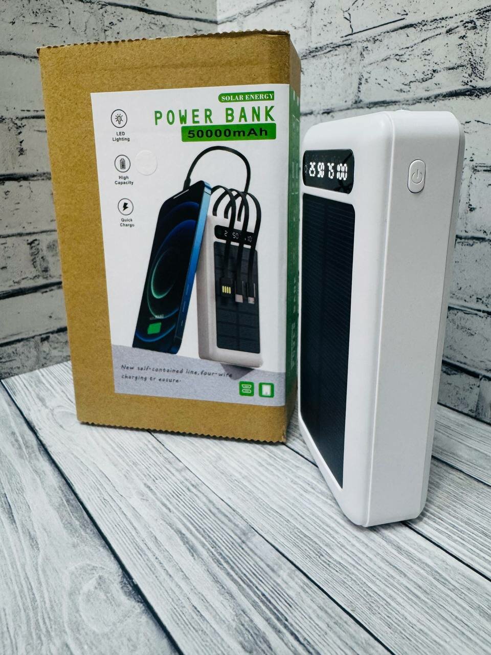 Внешний аккумулятор Powerbank, для Android iPhone и iPad, с фонариком, 50000mAh, — фото 1