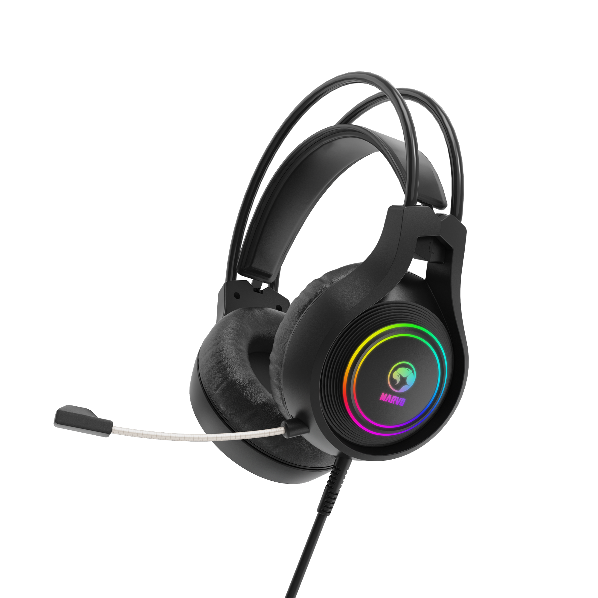 Игровые наушники MARVO HG8921 RGB-подстветка, кабель 2 метра, черный