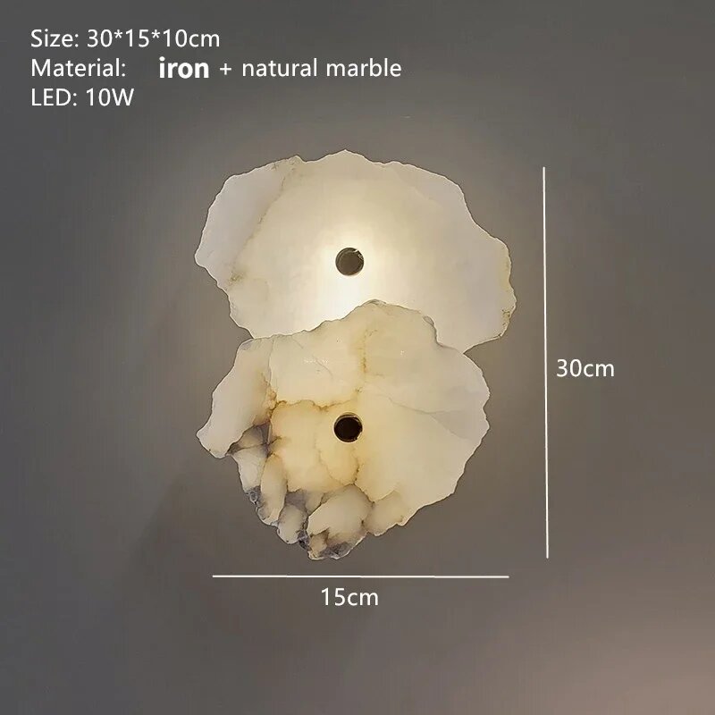 Настенный светильник Xiuxiu из мрамора, Warm light, 2lights, Белый