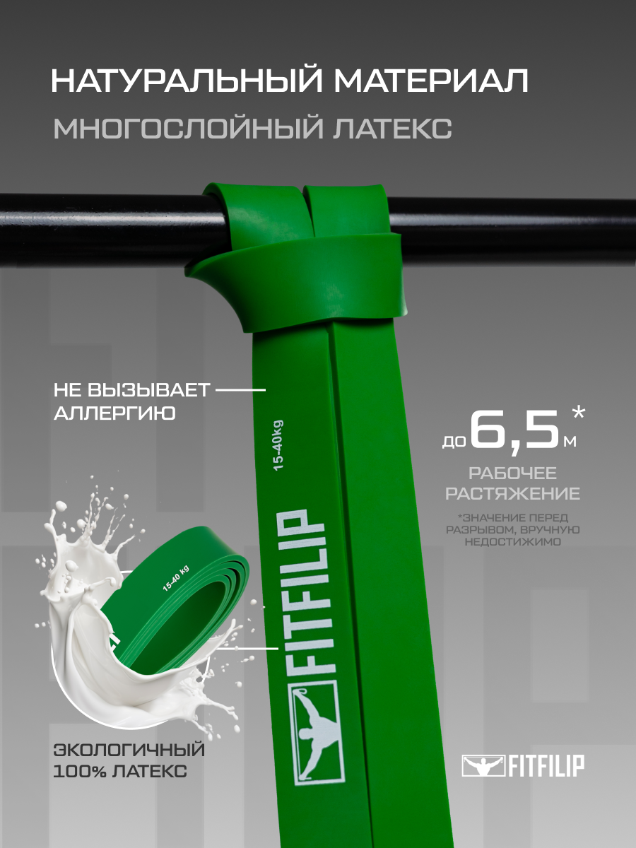 Фитнес резинка FITFILIP, эспандер для подтягиваний, лента для тренировки, резинки для йоги и пилатеса — фото 1