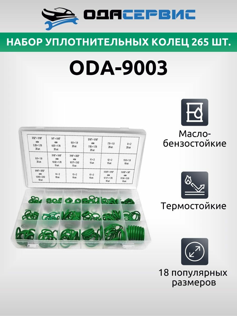 Набор уплотнительных колец 265 шт. ОДА Сервис ODA-9003