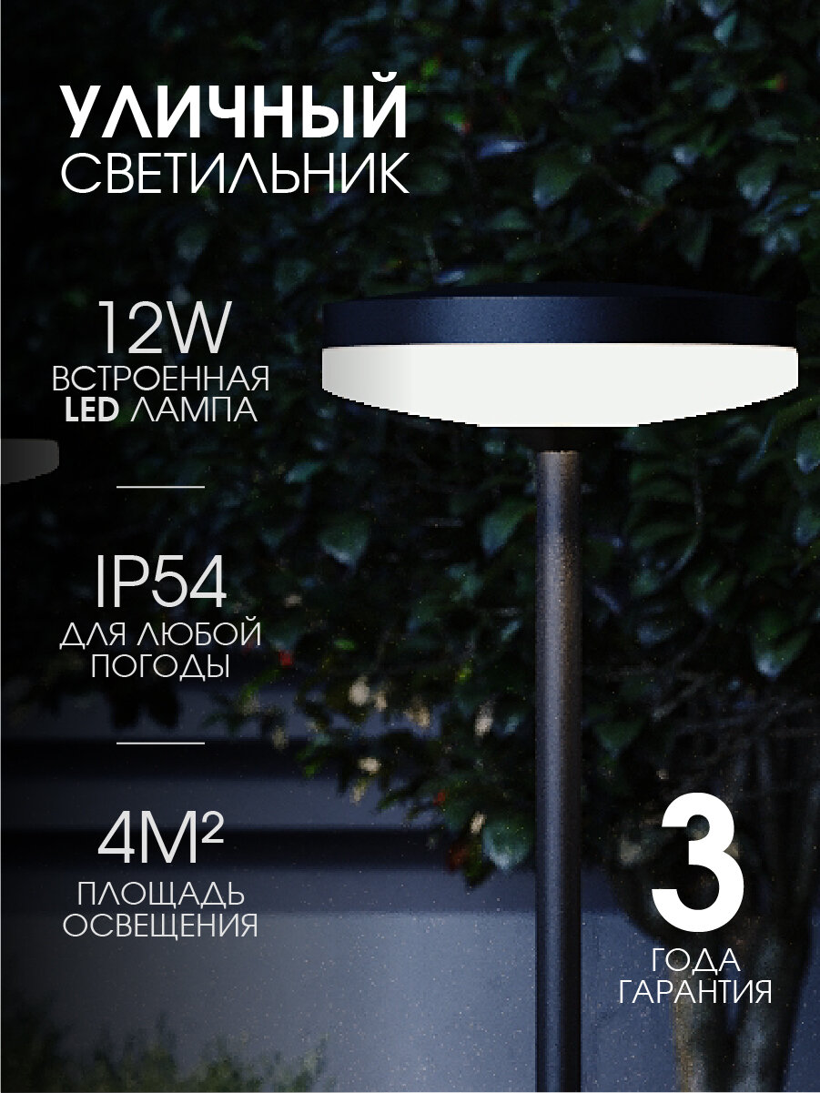 Светильник уличный, ландшафтный ST Luce SL9524.405.01 Черный, под цоколь LED 12W, 2700K, защита IP54