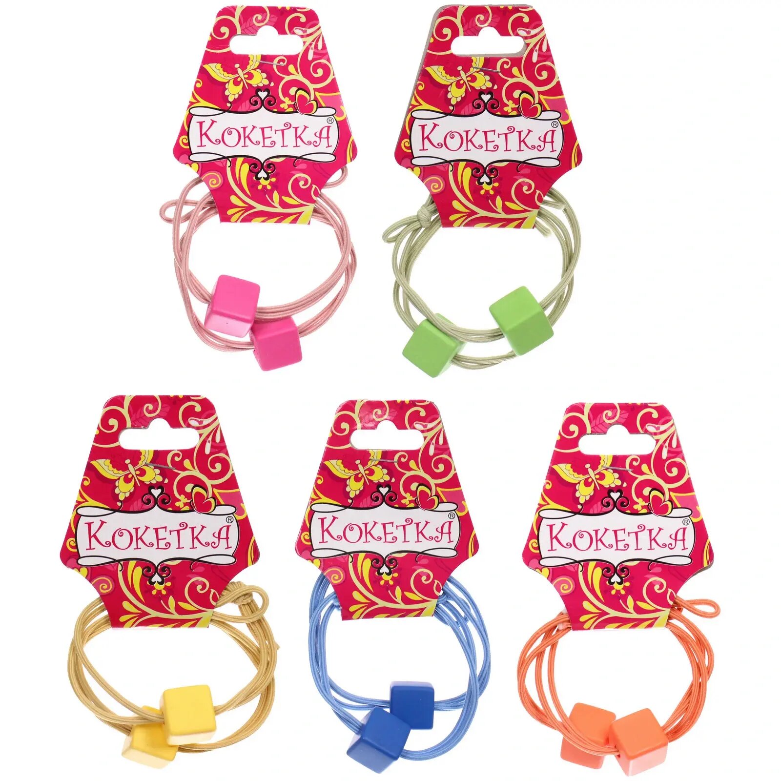 Резинки для волос 2шт «Астория», яркие кубики, d-5,5см, 1 шт, разноцветн.