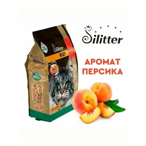Наполнитель Силиттер (SILITTER) Eco древесный комкующийся 15л Персик