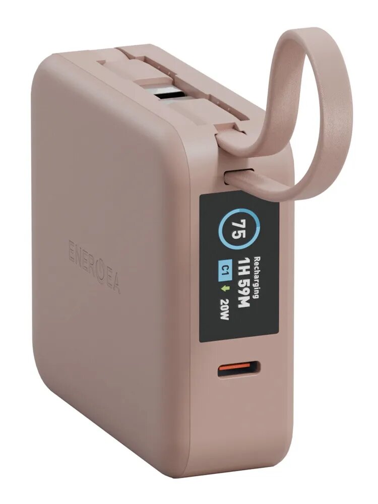 Внешний аккумулятор EnergEA MagPac Mini Plus 10000mAh 4в1, для зарядки Apple watch, Magsafe, iPhone (PINK)