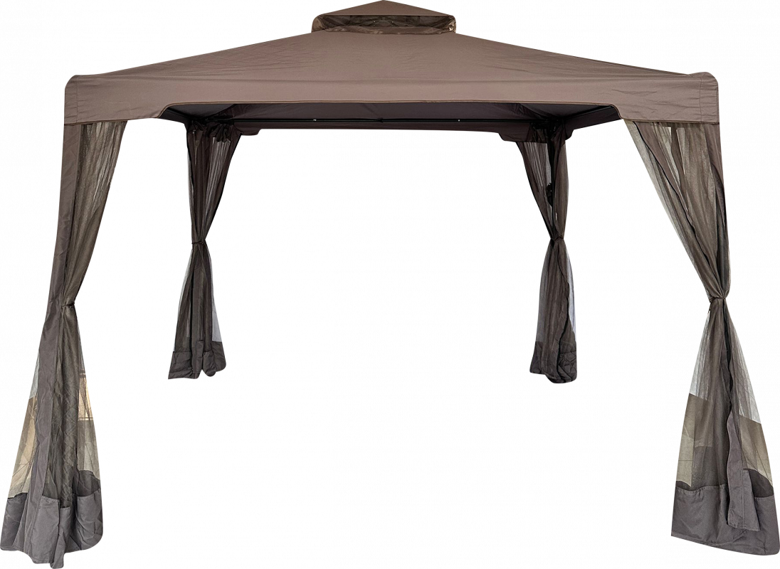 Шатер с антимоскитными шторами 3*3 м коричневый каркас сталь