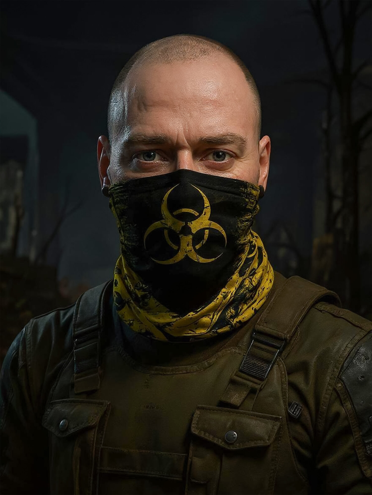 Бафф КИБЕРМАШИНА Biohazard для мужчин,48х24 см, желтый, черный — фото 1