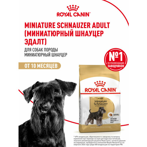 Корм для взрослых собак Royal Canin Miniature Schnauzer Adult (Миниатюрный Шнауцер Эдалт) сухой для породы Миниатюрный Шнауцер от 10 месяцев, 7,5 кг
