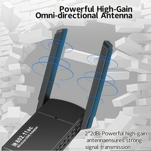 Адаптер USB 3.0 Wi-Fi 5, беспроводной, с двумя диапазонами, антенны 2dbi
