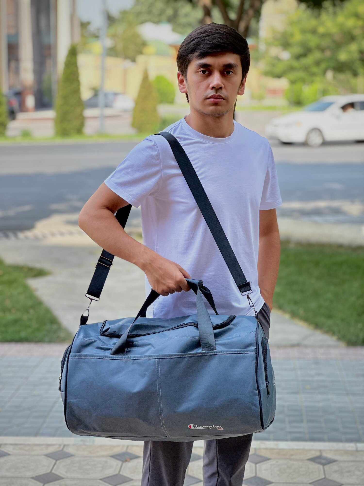 Сумка спортивная , 30 л, 52х28х28 см, ручная кладь, серый — фото 1