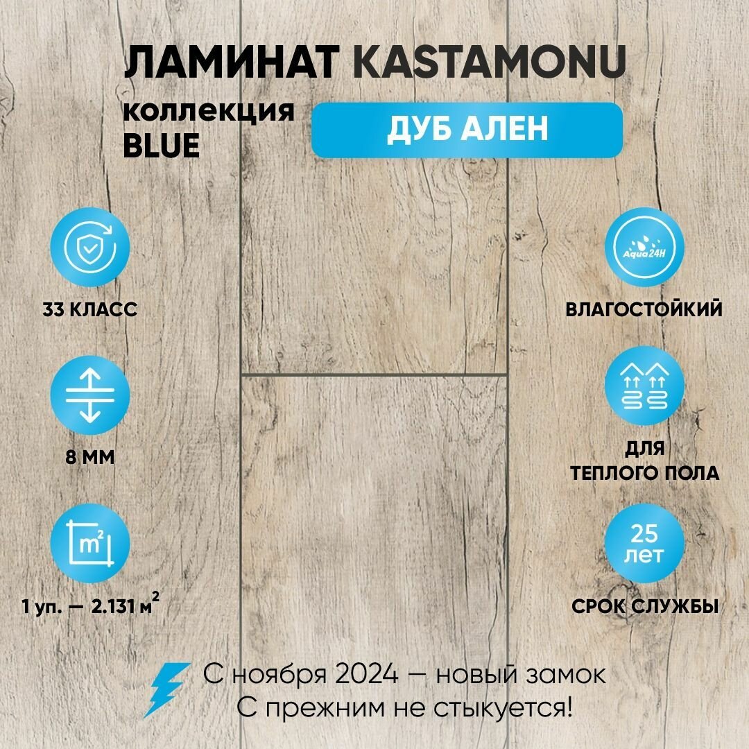 Ламинат Kastamonu Blue 33 класс 8 мм FP724 Дуб Ален (в уп. 8 шт./2.131 м2)