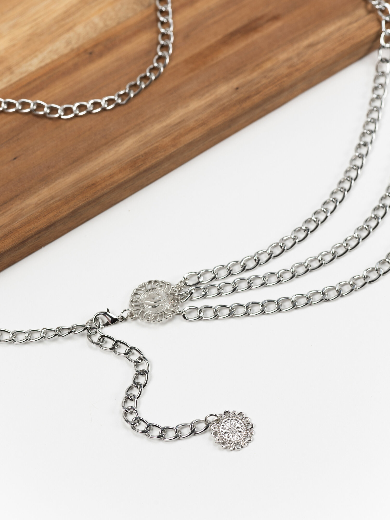 Цепь на тело Цветные решения, длина 90 см, серебристый — фото 1