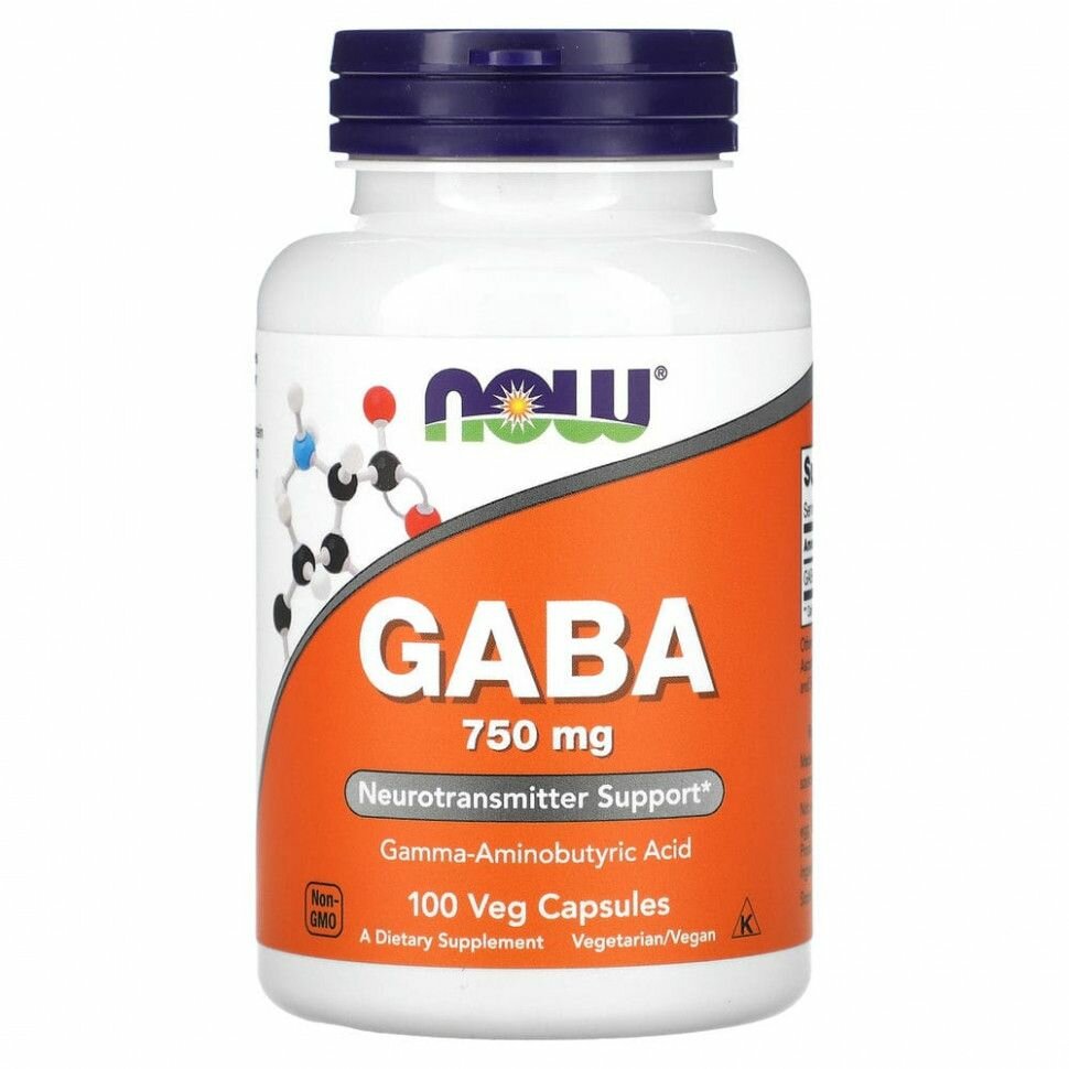 Now Foods GABA, габа Гамма-Аминомасляная Кислота (гамк) 750 мг - 100 капсул