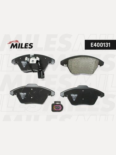 Изображение товара Тормозные колодки дисковые передние (с датчиком износа) Miles E400131 для AUDI A1, SEAT Altea, SKODA Fabia, Volkswagen Beetle