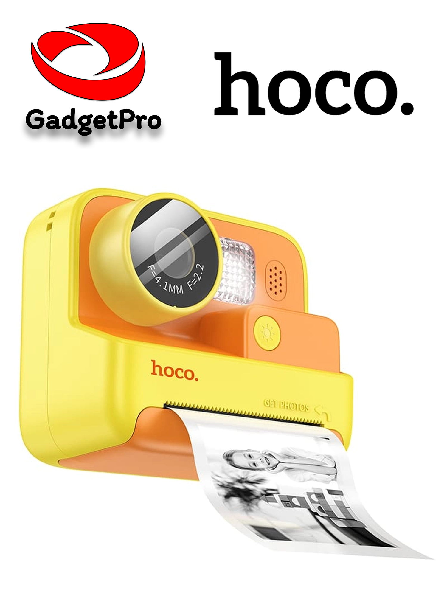 Детская фотокамера Hoco DV200 с двумя объективами и функцией печати, 2", жолтый